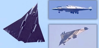 Die zu Weihnachten „präsentierte“ dreistrahlige Nurflügel-Angriffsplattform Chengdu J-36. (Foto © Mader)