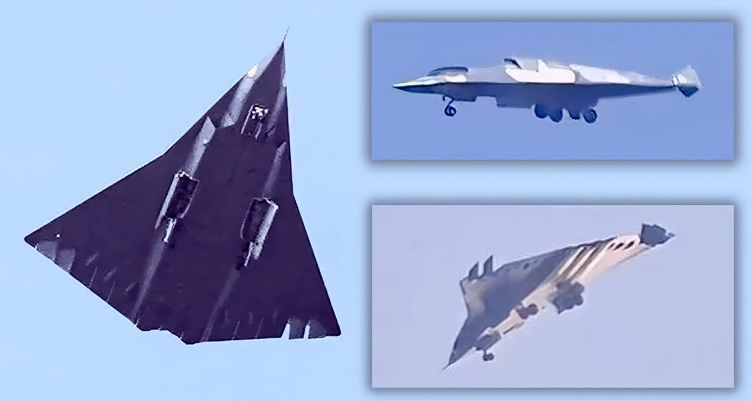 Die zu Weihnachten „präsentierte“ dreistrahlige Nurflügel-Angriffsplattform Chengdu J-36. (Foto © Mader)