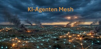 Das KI-Agenten Mesh: ein durchgängiges, selbstorganisierendes Netz aus spezialisierten KI-Agenten. (Foto © Doll/KI generiert)