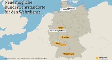 Von acht im Juli genannten militärischen Liegenschaften, die für den Neuen Wehrdienst reaktiviert werden könnten, hat das Bundesverteidigungsministerium nun für fünf konkrete Schritte eingeleitet.