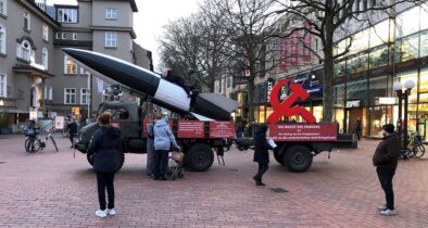Aktion des Arbeiterbunds für den Wiederaufbau der KPD in Hamburg-Altona am 2. Februar 2023. (Foto © Autor)