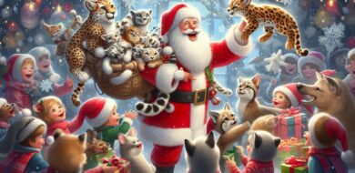 Für die Bundeswehr war schon nach der letzten Sitzung des Bundestags-Haushaltsausschusses in diesem Jahr Bescherung: Für sie hat der Weihnachtsmann allerlei Leoparden, Pumas, Schakale und anderes Getier im Sack. (Bild: Microsoft Designer/Boes)