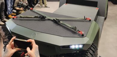 Das Mandrill UGV bei der Enthüllung am Stand von Quantum-Systems auf der Enforce Tac.