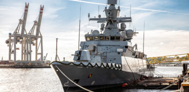 Die frisch getaufte Korvette "Karlsruhe" gehört zum zweiten Los Korvetten 130. (Bildrechte: NVL Group / Fotograf: Felix Matthies)