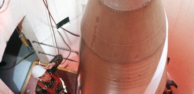 Eine amerikanische Interkontinentalrakete vom Typ Minuteman III in ihrem Startsilo.