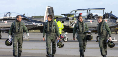 RAF flight instructors and cadets after a training flight credit pic UK MoD Crown Copyright 2019 e