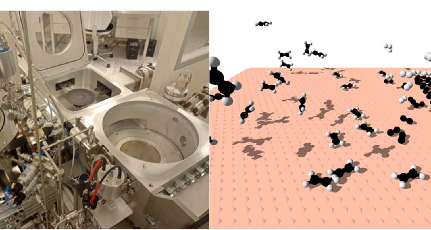 Herstellung von Graphen mittels Gasphasenabscheidung an der UniBw M. Graphen besteht aus einer einzigen Lage von Kohlenstoffatomen, die in einer sechseckigen, wabenförmigen Struktur vorliegen. (Foto ©Trinity College Dublin/Wirtz)